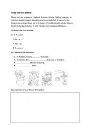 English worksheet: Weather Worksheet