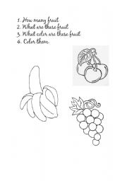 English Worksheet: 123 Fruit exercise.