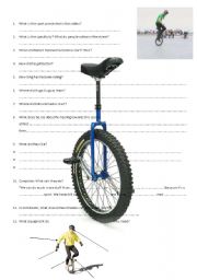 English Worksheet: Video: Extreme sports: Unicycling