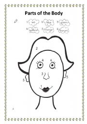 English Worksheet: Body Parts Colouring Activity