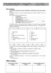 English Worksheet: child labour