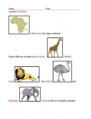 English worksheet: African Animals