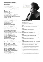 English Worksheet: Song: Someone Like You by Adele