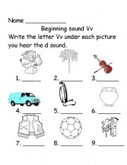 English Worksheet: Beginning sound Vv