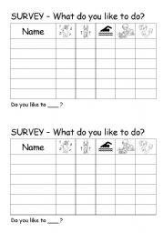 English Worksheet: Survey - What Do You Like to Do?