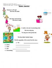 English Worksheet: Opposites