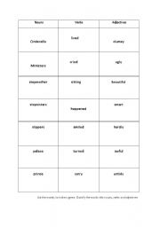 English worksheet: nouns, verbs and adjectives