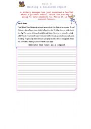 English Worksheet: writing a report