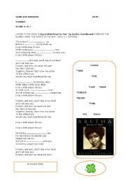 English Worksheet: I Say A Little Pray For You  by Aretha Franklin 