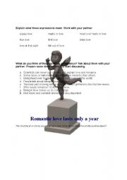 English Worksheet: love themed lesson
