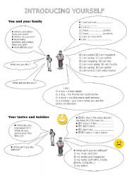 English Worksheet: INTRODUCING YOURSELF