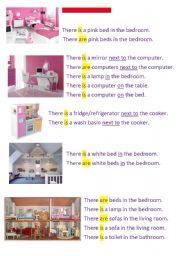 English Worksheet: Furniture-Preposition-There is / There are