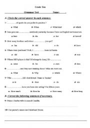 English Worksheet: grammar 7 vocabulary