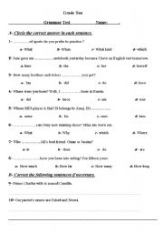 English worksheet: grammar 7 vocabulary