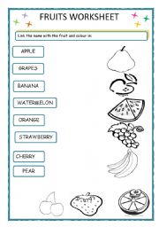 English Worksheet: Fruits Worksheet