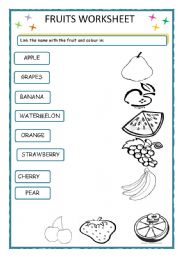 Fruits Worksheet