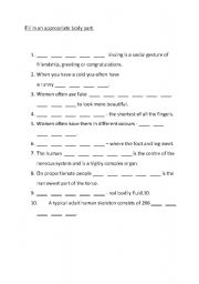 English Worksheet: Body parts
