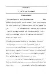English Worksheet: Do or make? What an awful day