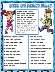 English Worksheet: My friend Helen