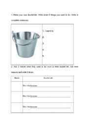 English Worksheet: Bucket list activity