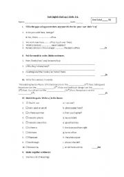 English Worksheet: English start up 1 test units 4-6