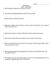 English worksheet: Roman Republic & Empire Study Guide