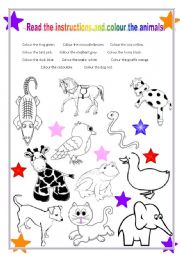 English Worksheet: Read and Colour