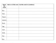 English worksheet: -es worksheet