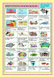 English Worksheet: Subject pronouns (+ key)