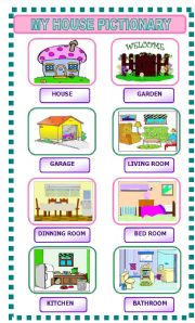 English Worksheet: HOUSE PICTIONARY