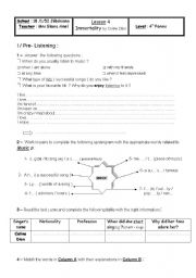 English Worksheet: Music