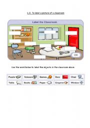 English Worksheet: Labelling a classroom