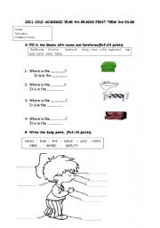 English worksheet: 4th grades exam