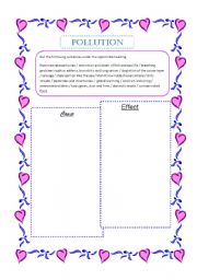 English Worksheet: causes and effects of pollution