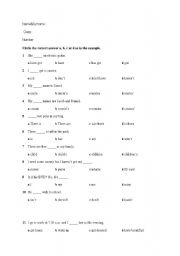English Worksheet: Multiple Choice Test