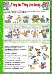 English Worksheet: present simple or present continuous + key