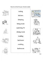 English Worksheet: Rooms in the House