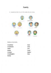 English Worksheet: My Family