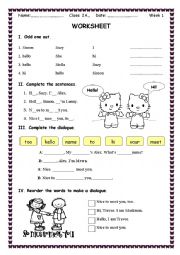 English Worksheet: Greetings