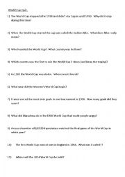 English Worksheet: World Cup Quiz