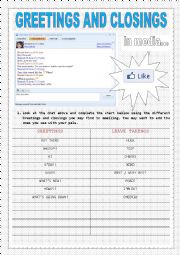 English Worksheet: GREETINGS AND CLOSINGS IN MEDIA