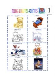 English Worksheet: adjective pictionary + exercises