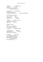 English Worksheet: the color of my love