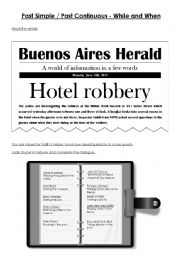 English Worksheet: Hotel Robbery - Past Simple and Past Continuous