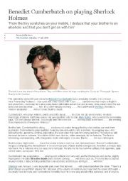 English Worksheet: Benedict Cumberbatch for the Guardian