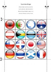 English Worksheet: Contries Bingo Part 11