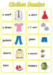 English Worksheet: Clothes Dominoes - 22 cards