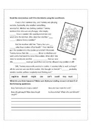 English Worksheet: Modal Review- Reading Passage and Dialogue