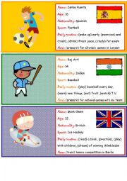 English Worksheet: Role play cards on sports