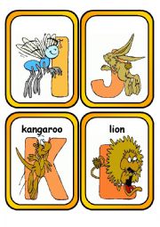 English Worksheet: Alphabet Flashcards with Animals